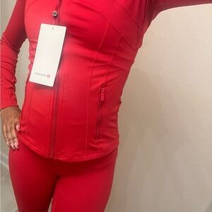 Lululemon Athletica Red Jacket and Leggings Set